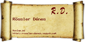 Rössler Dénes névjegykártya